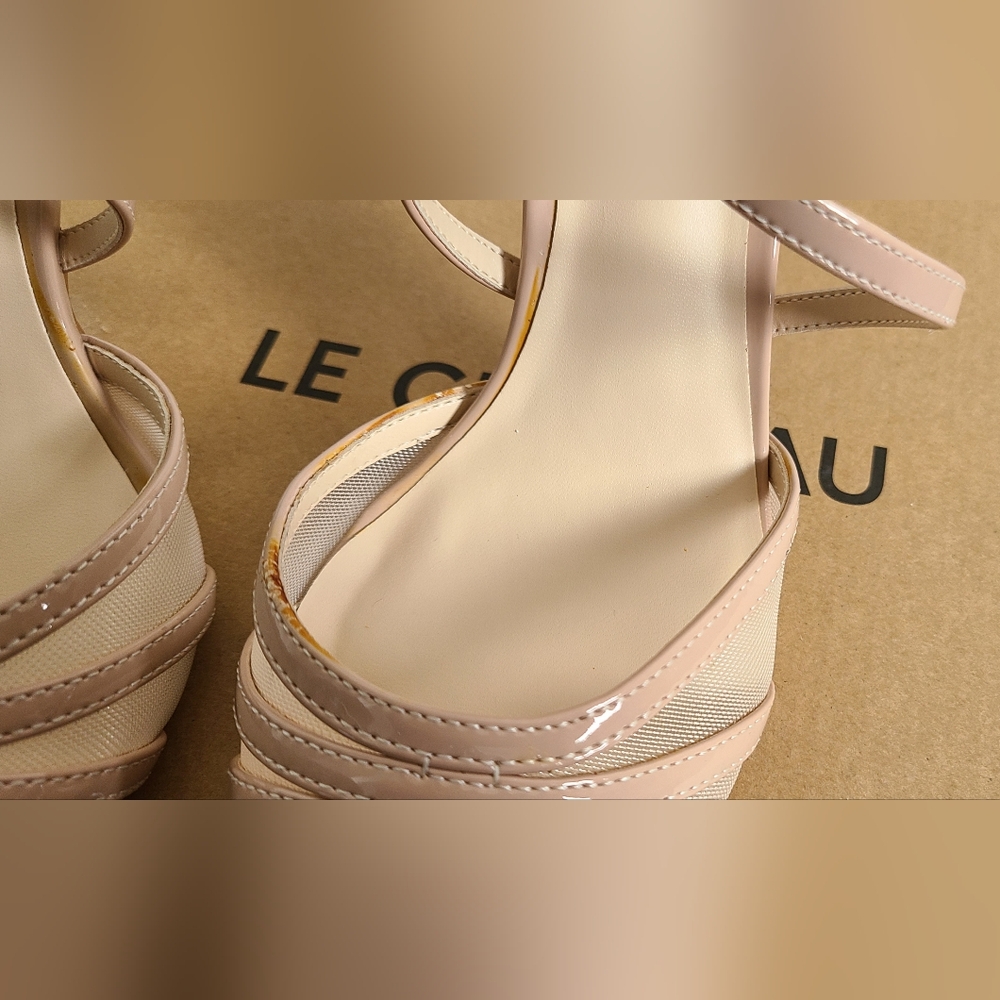 le chateau Nude Patent Pointed-Toe Strappy Ankle Pumps - Picture 13 of 16